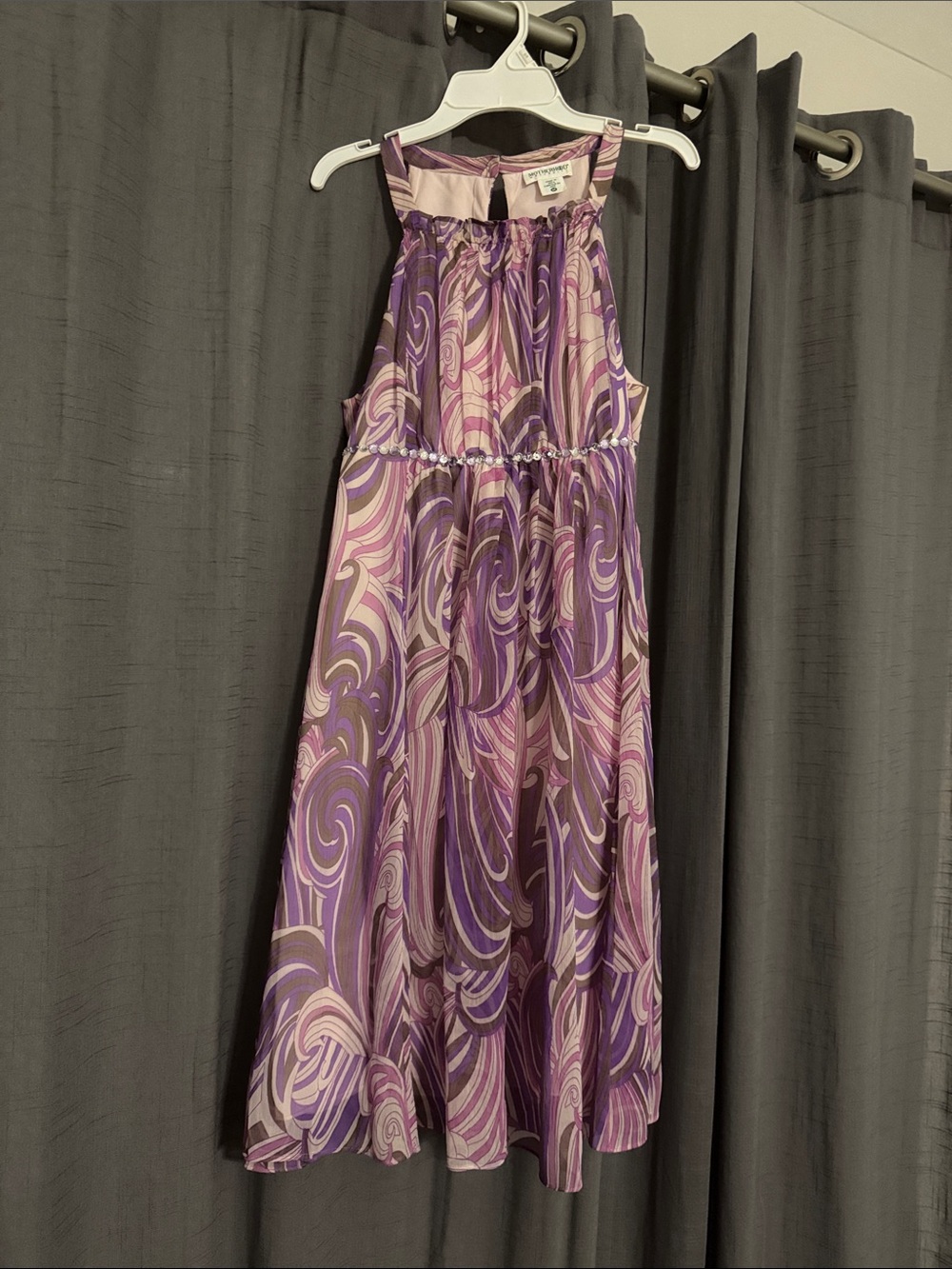 Motherhood Maternity Purple Swirl Halter-Style Maternity Dress